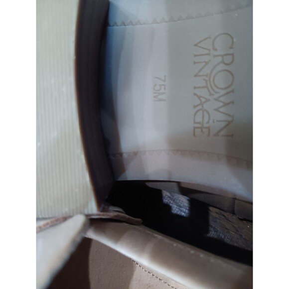 Crown Vintage tan shoes leather womens size 7.5 2" heels - Picture 2 of 7